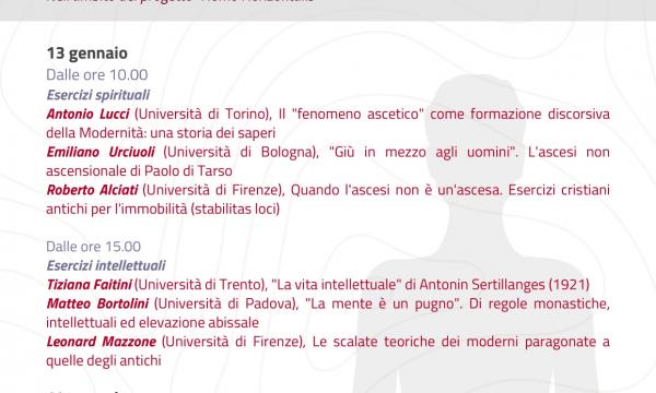 Convegno Ascesi/Ascese. Esercizi spirituali, intellettuali, fisici.  13-14 gennaio 2025 Aula Spreafico, Edificio D5, Novoli